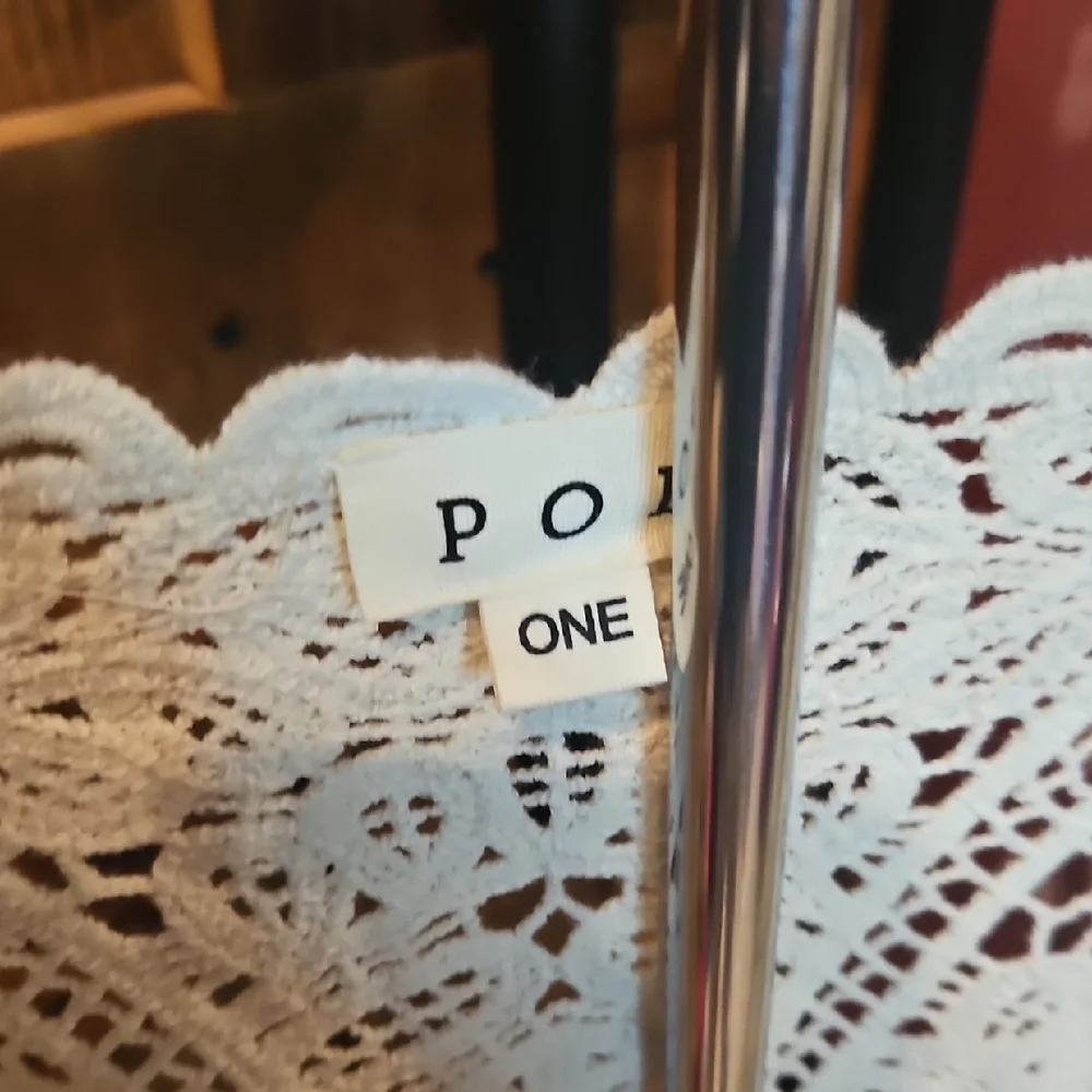 035 POL Ivory Lace Front Tie Blouse - Picture 6 of 8